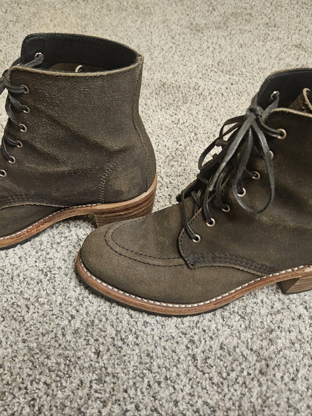 Olive Redwing Suede Lace-Up Ankle Boots - Picture 8 of 9